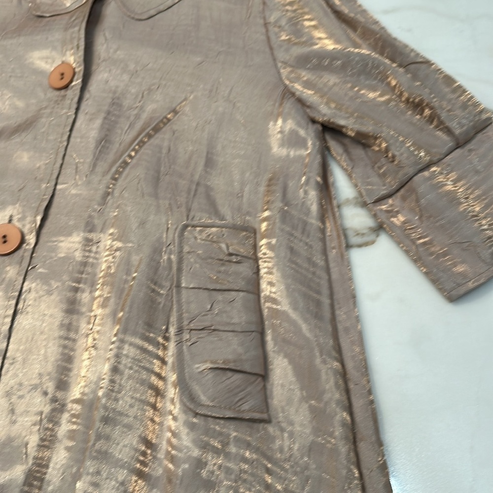Chic Tan Women's Blazer with Unique Collar - Picture 3 of 5